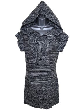 Decree Hooded Sweater Dress L Gray 100% Acrylic Knit Y2K